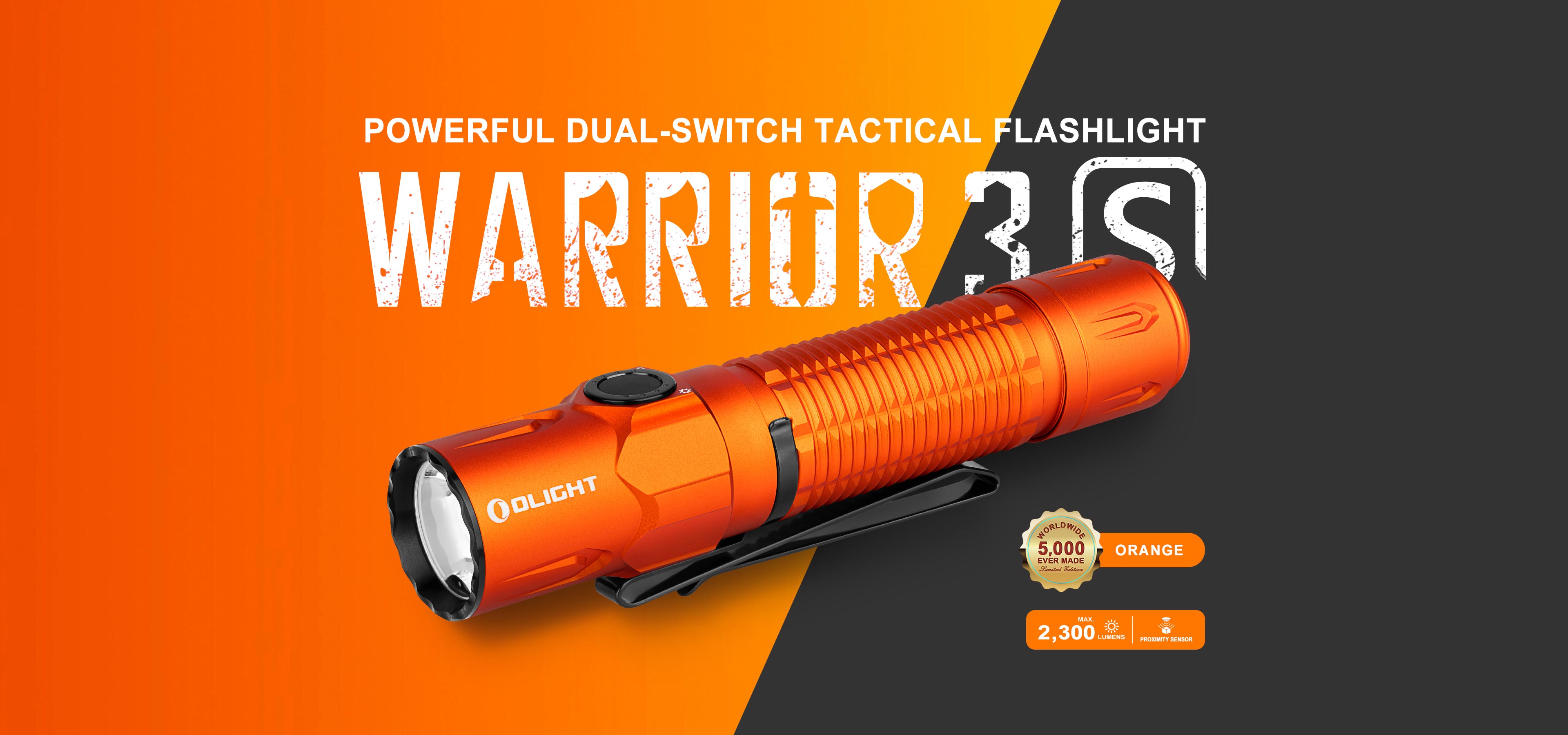 Olight Warrior 3S 2300 Lumens Tactical TorchBlack or Gunmetal Grey